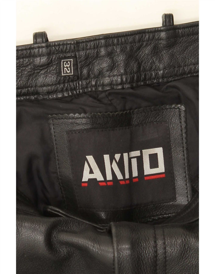 Ανδρικό δερμάτινο παντελόνι Akito Slim W32 L34 Μαύρο Δερμάτινο