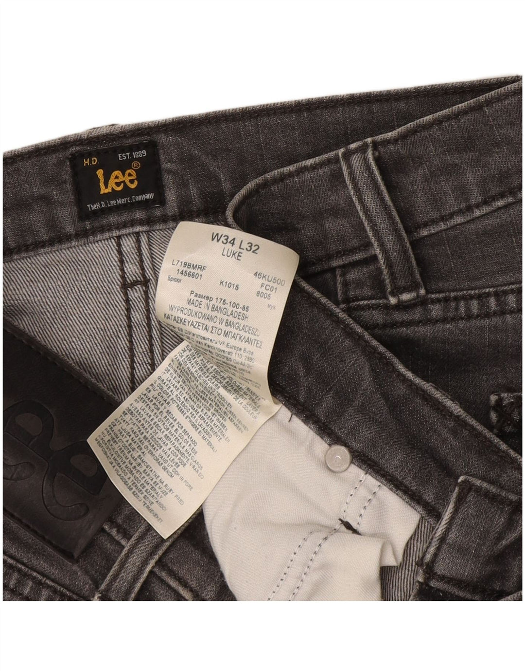 Lee Mens Luke Slim Jeans W34 L32 Γκρι βαμβακερό