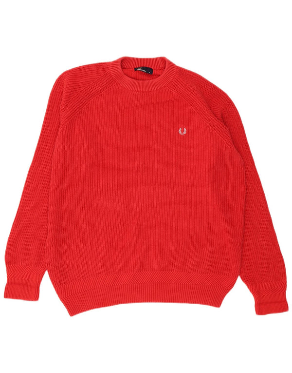 Fred Perry Ανδρικό πουλόβερ με λαιμόκοψη XL κόκκινο βαμβακερό