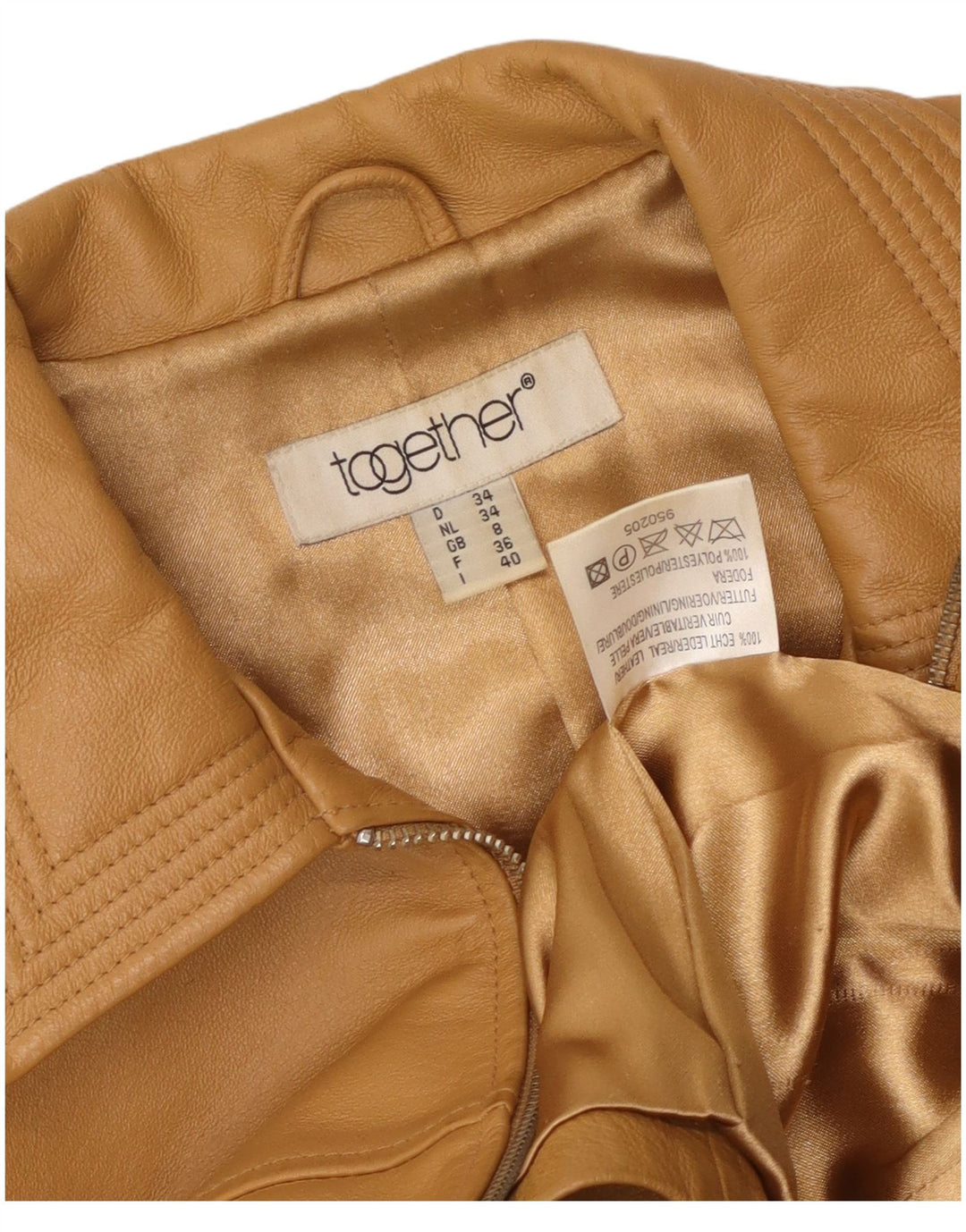 Γυναικείο Δερμάτινο Μπουφάν TOGETHER UK 8 Small Beige Leather