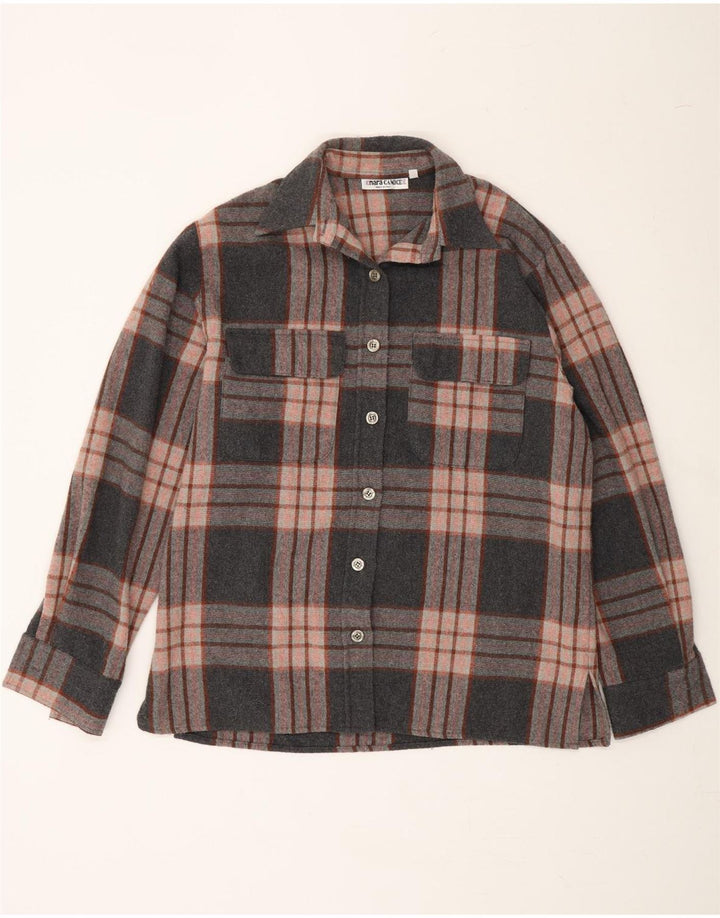 ENARA CAMICE Womens Flannel Shirt UK 16 Large Grey Check Polyester Vintage Enara Camice and Second-Hand Enara Camice from Messina Hembry 