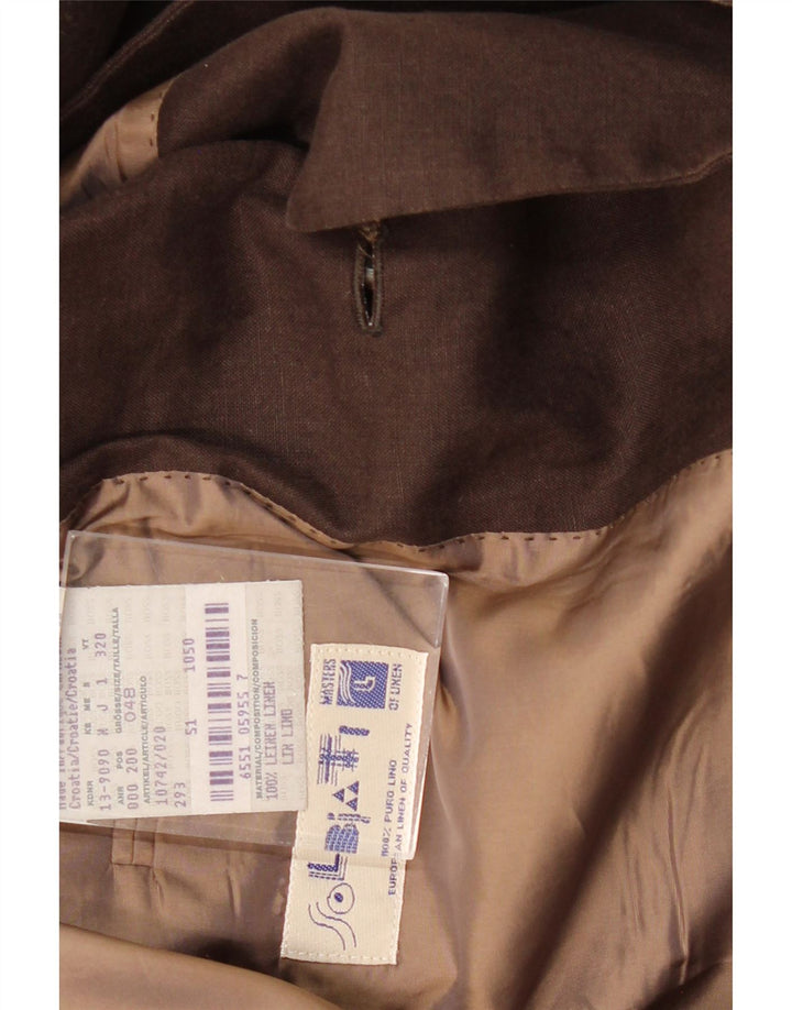 SOLBIATI Ανδρικό Μπουφάν Blazer 2 Κουμπιών IT 48 Μεσαίο Καφέ Λινό