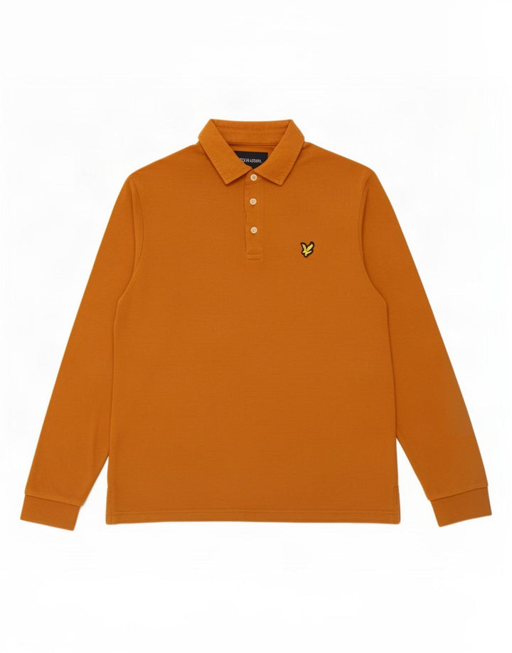 Ανδρικό μακρυμάνικο μπλουζάκι πόλο Lyle & Scott, μεσαίο πορτοκαλί βαμβακερό