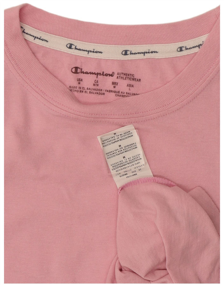 Champion Γυναικείο T-Shirt Top UK 12 Medium Pink Cotton