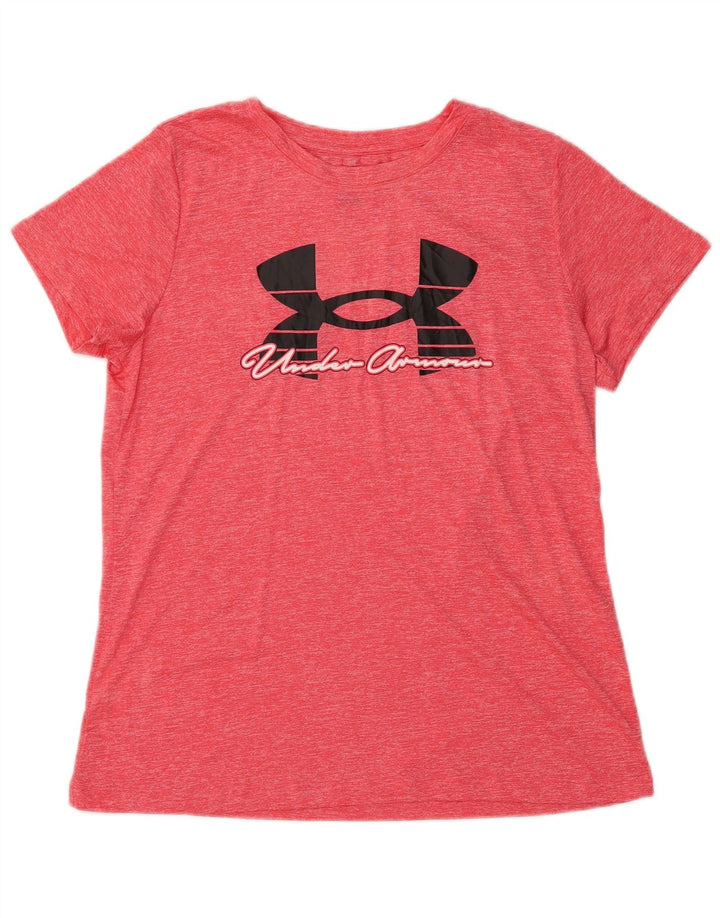 Γυναικείο γραφικό μπλουζάκι UNDER Armour Top UK 14 Large Red Flecked