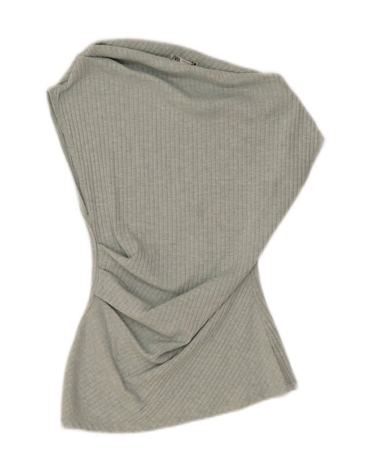 Zara Γυναικεία Αμάνικη Μπλούζα Τοπ UK 12 Medium Green