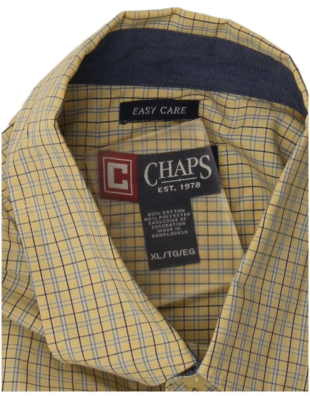 Chaps Ανδρικό πουκάμισο Easy Care XL Κίτρινο βαμβακερό καρό