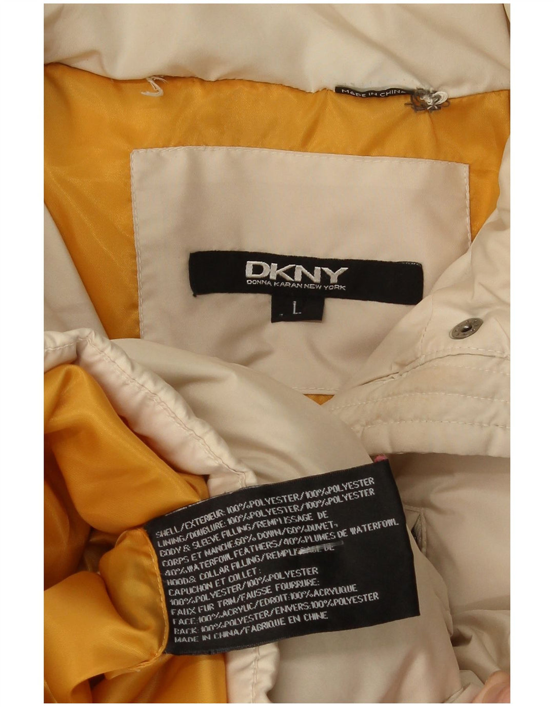 Dkny γυναικείο παλτό με κουκούλα UK 14 Μεγάλο Μπεζ Πολυεστέρας