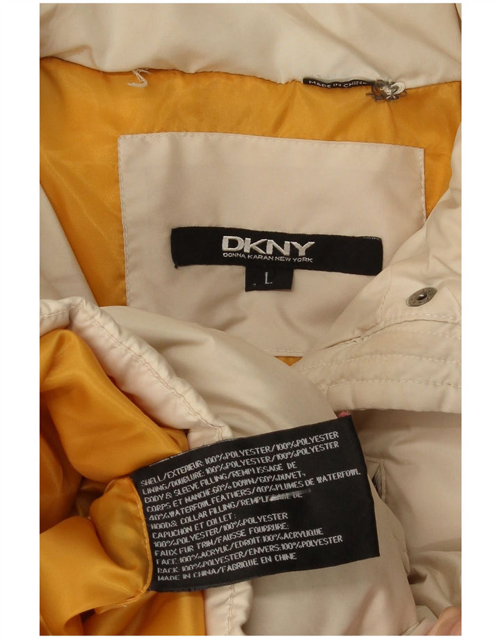 Dkny γυναικείο παλτό με κουκούλα UK 14 Μεγάλο Μπεζ Πολυεστέρας