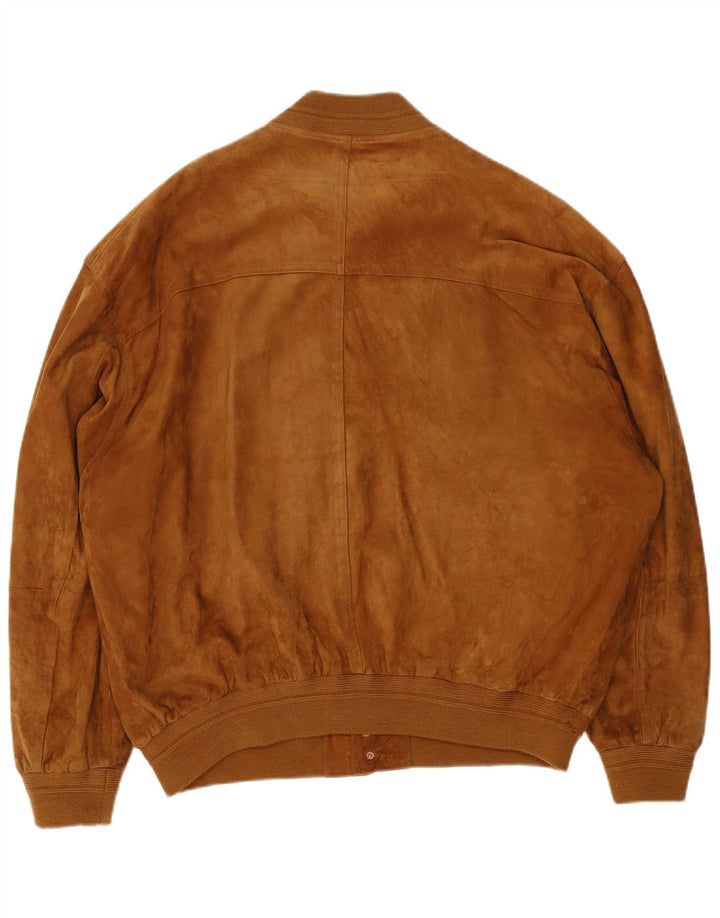 James Dillon Ανδρικό Suede Bomber Jacket UK 44 2XL Καφέ Δερμάτινο