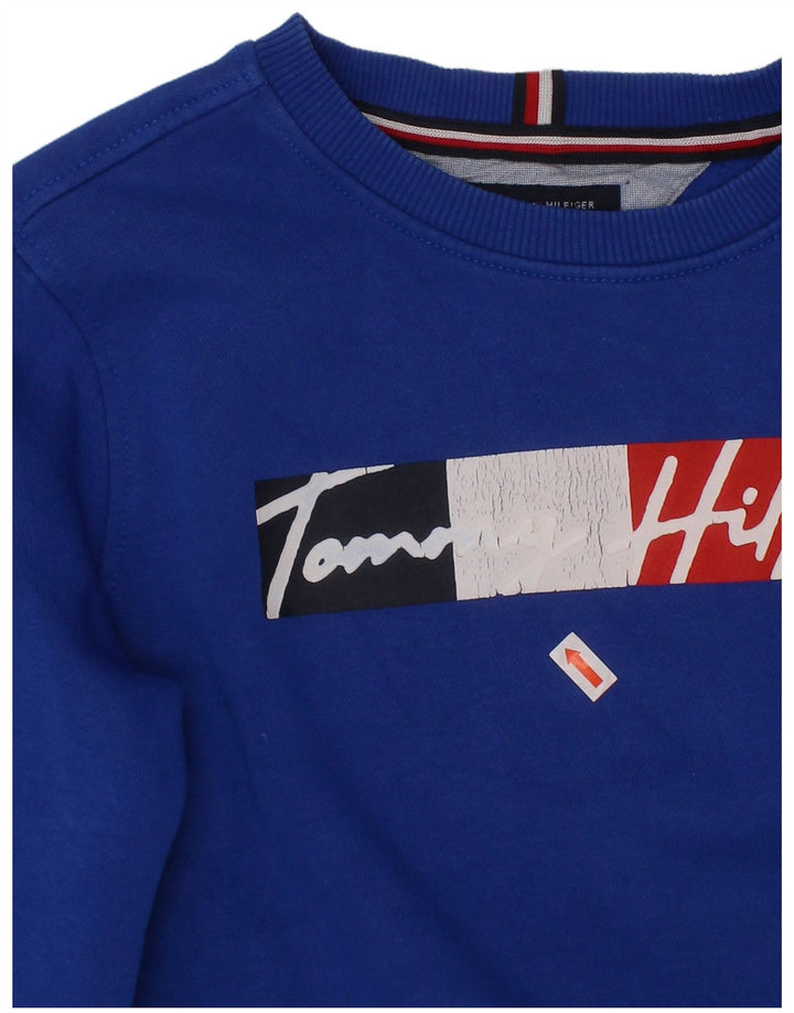 TOMMY HILFIGER Γραφικό φούτερ για αγόρια πουκάμισο 8-9 ετών Μεσαίο μπλε βαμβακερό
