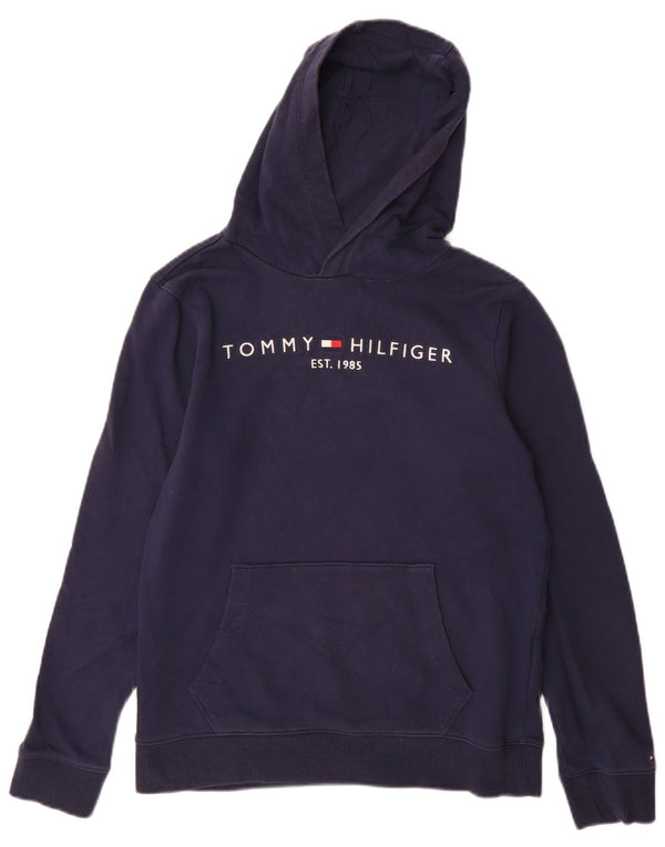 Tommy Hilfiger Boys Graphic Hoodie Jumper 13-14 ετών Navy Blue Cotton