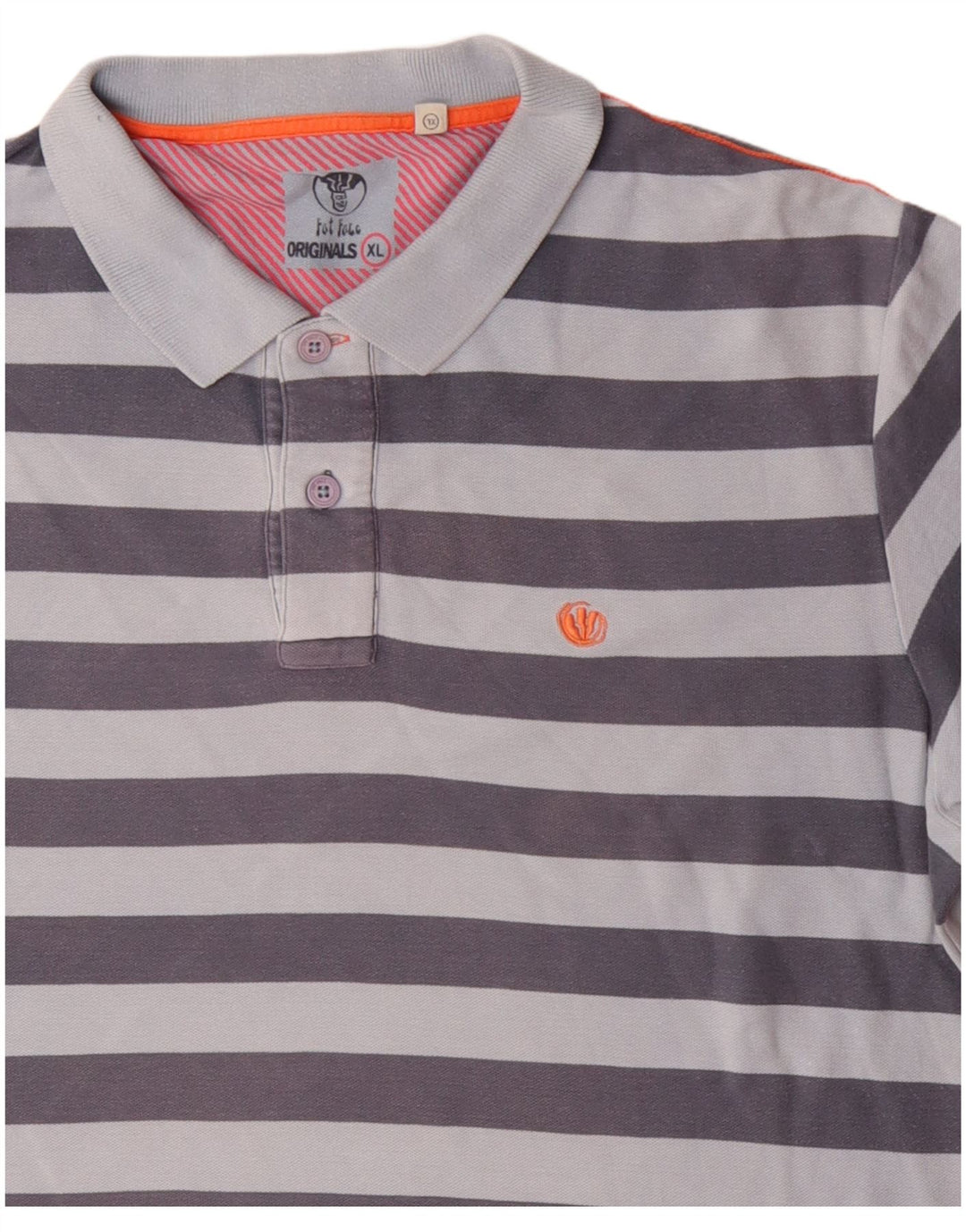 FAT FACE Ανδρικό πουκάμισο πόλο XL Μπλε ριγέ βαμβακερό