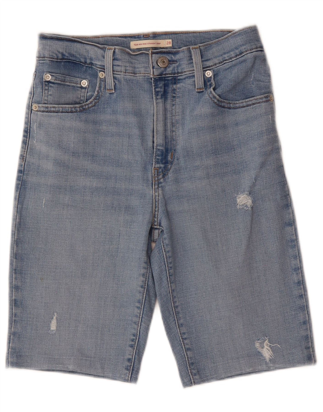 Γυναικείο ψηλό τζιν σορτς Levi's Distressed W28, μεσαίο μπλε βαμβακερό