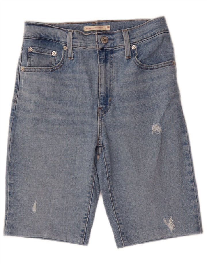 Γυναικείο ψηλό τζιν σορτς Levi's Distressed W28, μεσαίο μπλε βαμβακερό