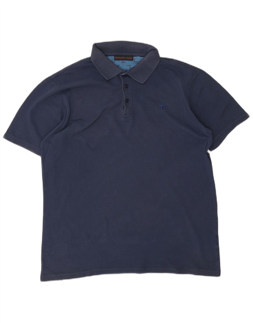 Trussardi Jeans Ανδρικό Πόλο Μπλουζάκι μεγάλο Navy Blue
