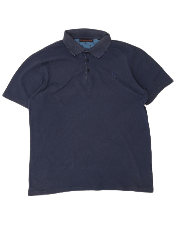 Trussardi Jeans Ανδρικό Πόλο Μπλουζάκι μεγάλο Navy Blue