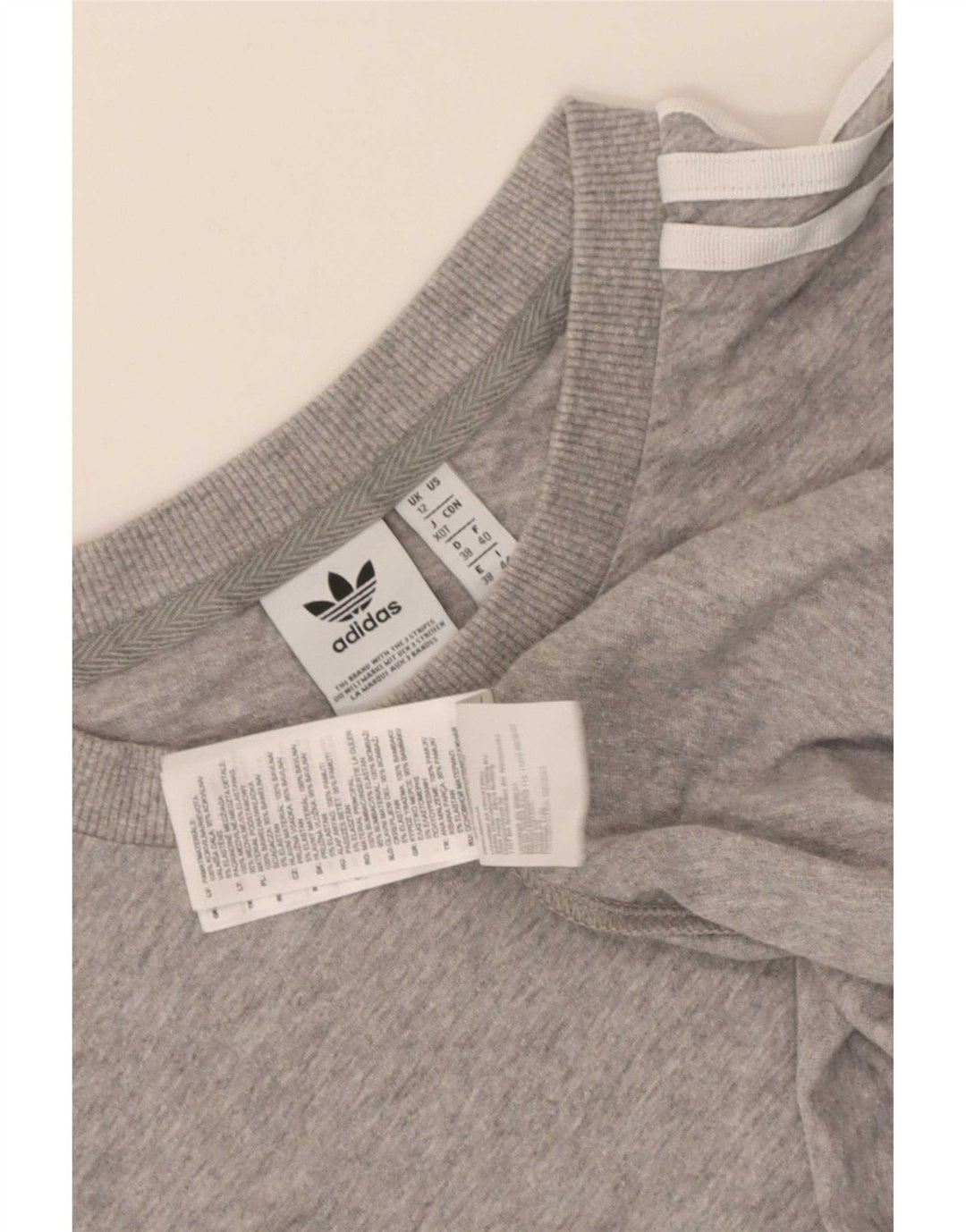 Γυναικείο T-Shirt Adidas Top UK 12 μεσαίο γκρι βαμβακερό