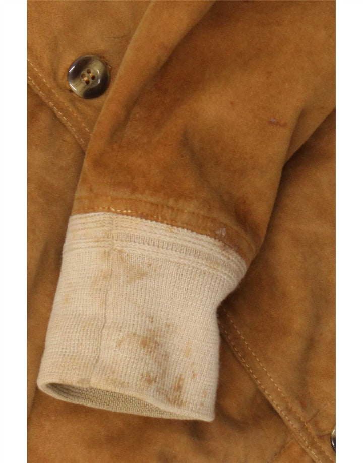 Vintage Ανδρικό Suede Bomber Jacket IT 52 XL Beige Leather