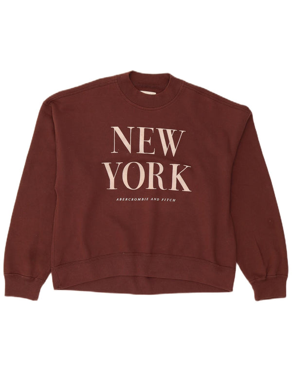 Γυναικείο γραφικό φούτερ Abercrombie & Fitch Jumper UK 14 Medium Brown