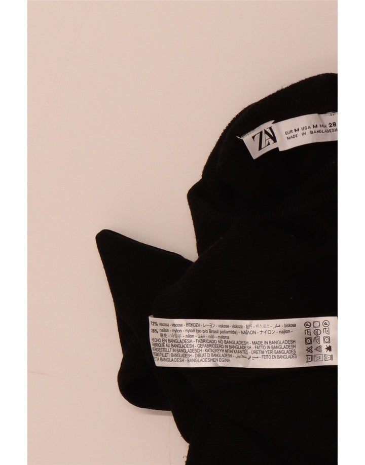 Γυναικείο πουλόβερ ZARA Crop Roll Neck Jumper UK 12 Medium Black Viscose