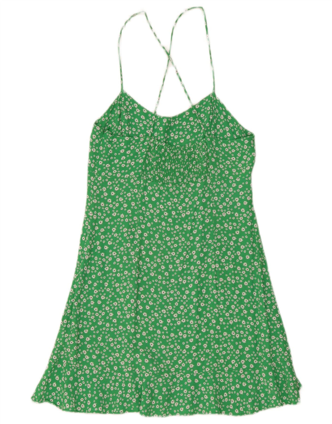 Zara Γυναικείο Sundress UK 12 Medium Green Floral Viscose