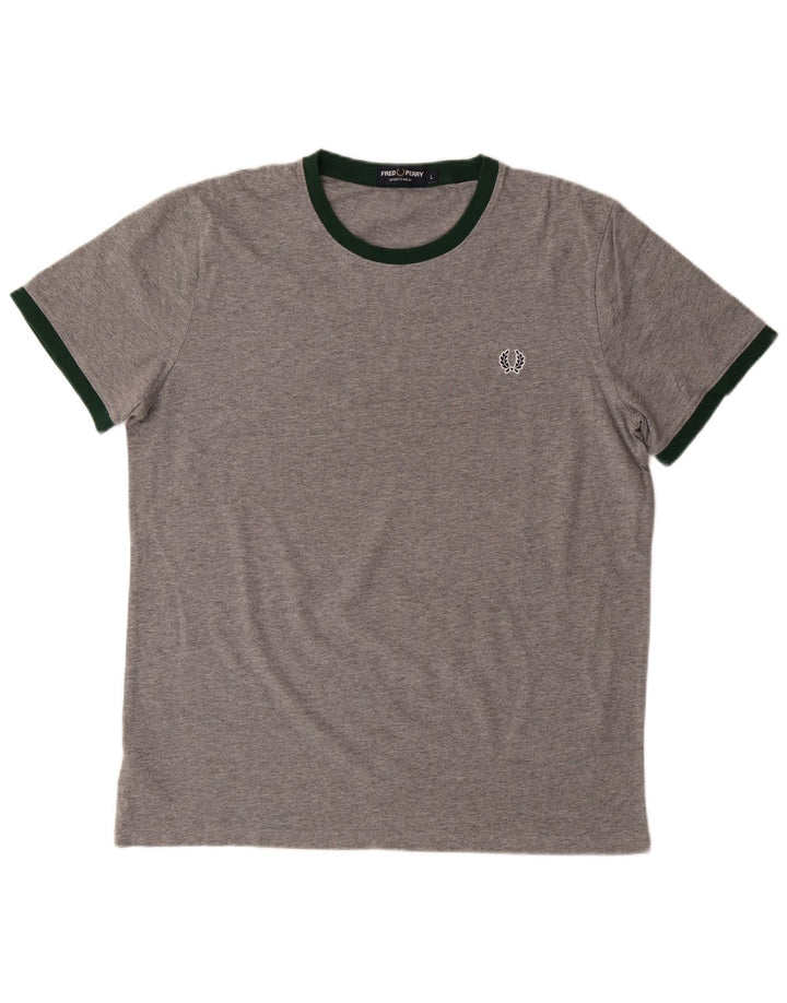 FRED PERRY Ανδρικό T-Shirt Top μεγάλο γκρι βαμβακερό