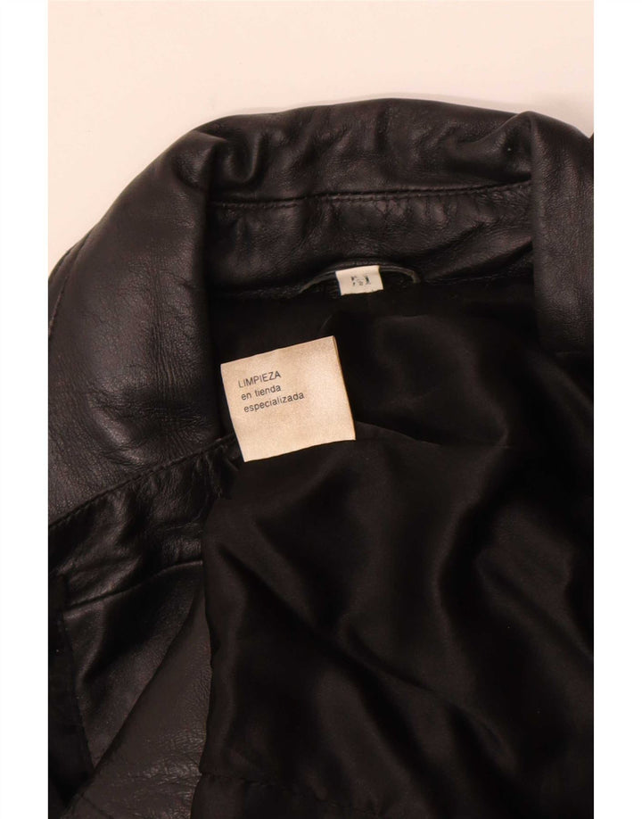 Vintage γυναικείο δερμάτινο σακάκι 3 κουμπιών UK 12 Medium Black