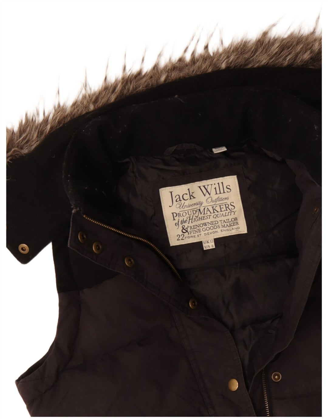 JACK WILLS Γυναικεία κουκούλα με επένδυση Gilet UK 12 Medium Black Colourblock