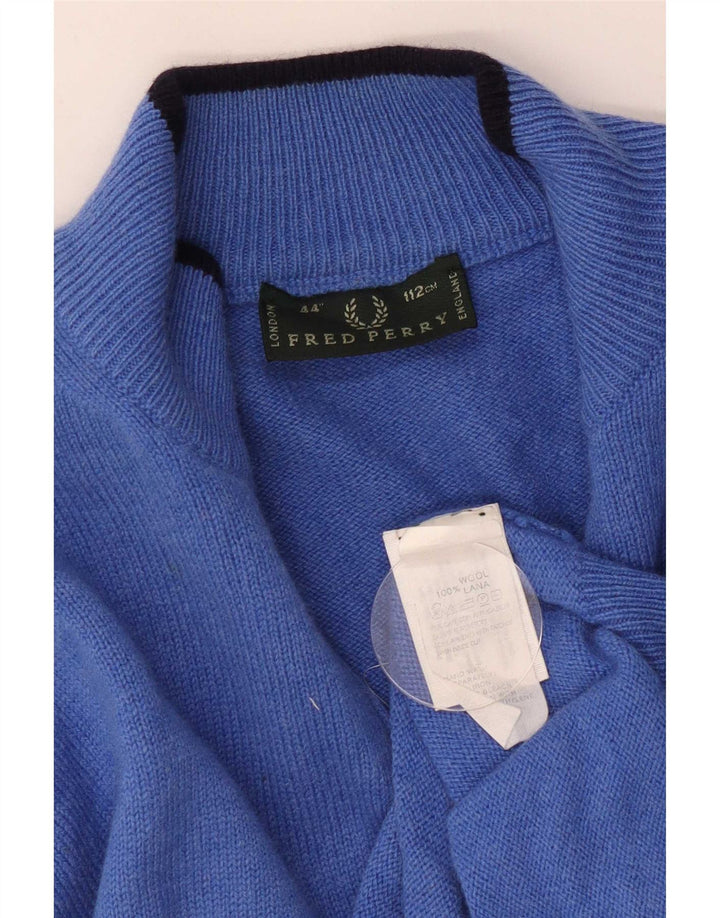 Fred Perry Ανδρικό πουλόβερ με φερμουάρ, μεσαίο μπλε μαλλί
