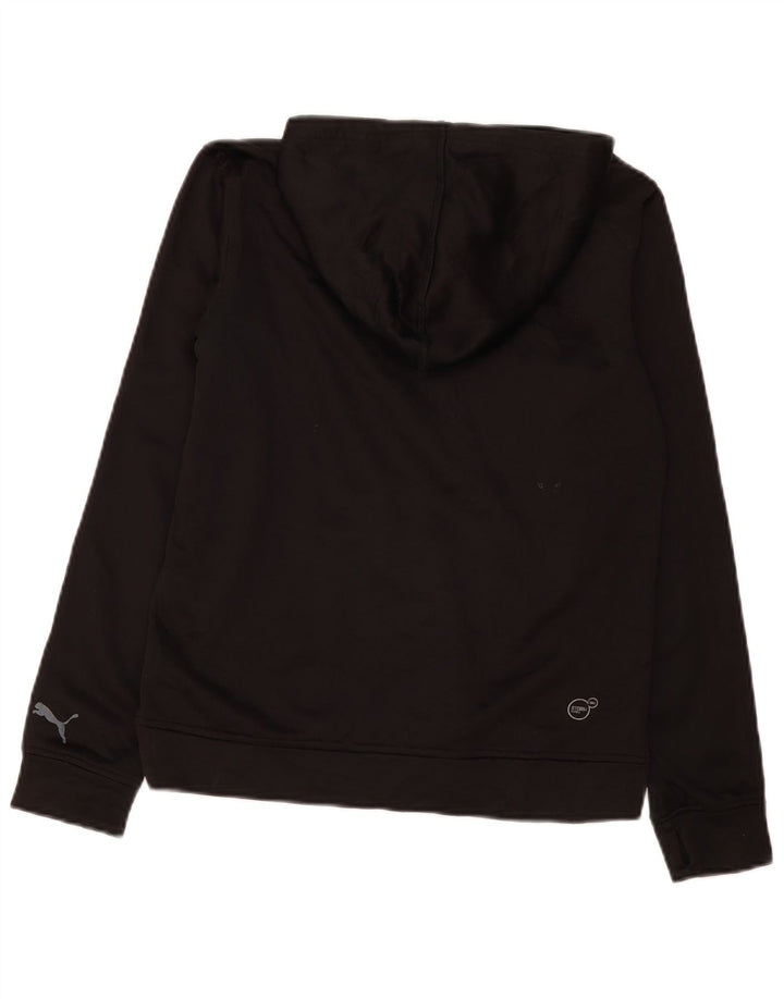 Puma Boys Graphic Hoodie Jumper 12-13 Years Large Black Polyester