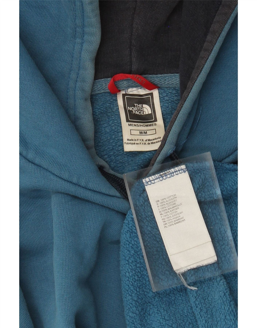 Ανδρικό γραφικό κουκούλα North Face, μεσαίο μπλε βαμβακερό