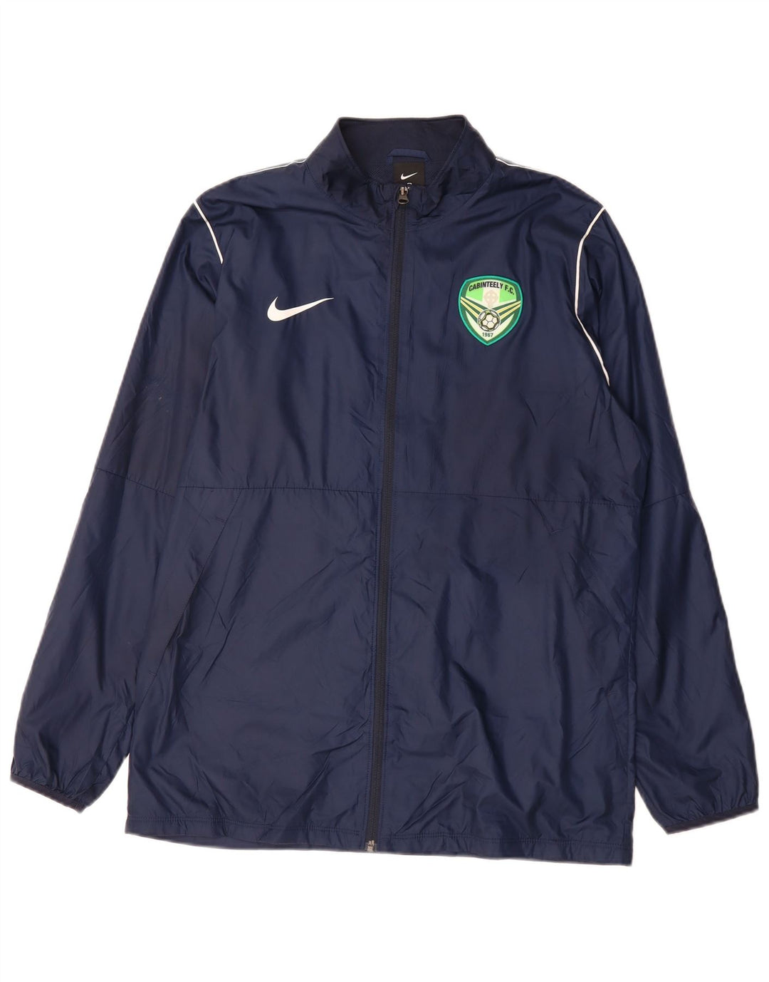 Ανδρικό γραφικό μπουφάν βροχής NIKE UK 40 Large Navy Blue Polyester