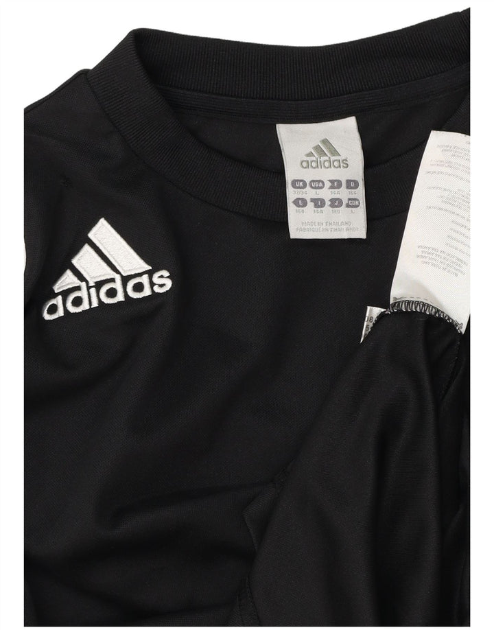 ADIDAS Boys Climalite Top μακριά μανίκια 13-14 ετών Μαύρος πολυεστέρας