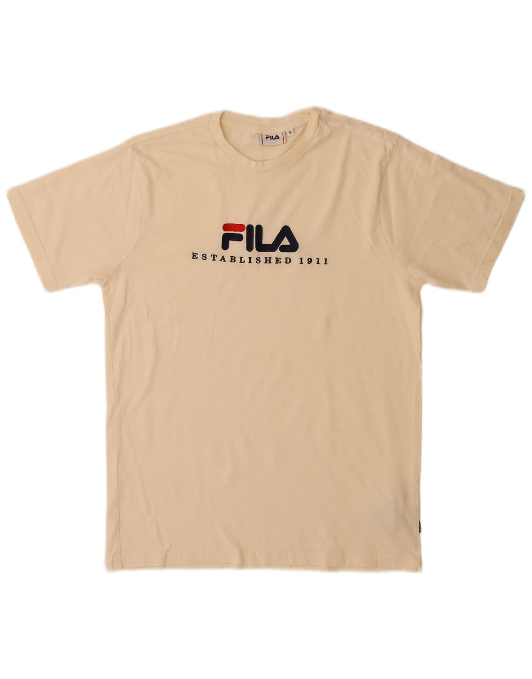 Fila Ανδρικό γραφικό T-Shirt Top Μικρό μπεζ βαμβακερό
