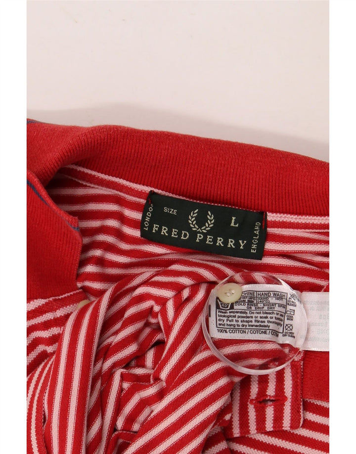 FRED PERRY Ανδρικό πουκάμισο πόλο μεγάλο κόκκινο ριγέ