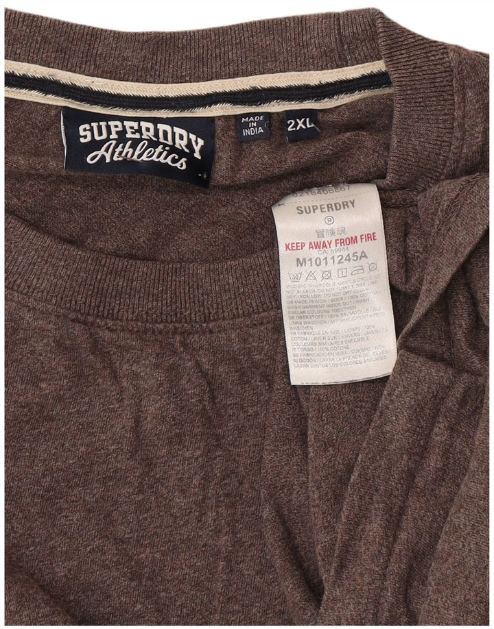 Superdry Ανδρικό T-Shirt Top 2XL Καφέ Βαμβακερό