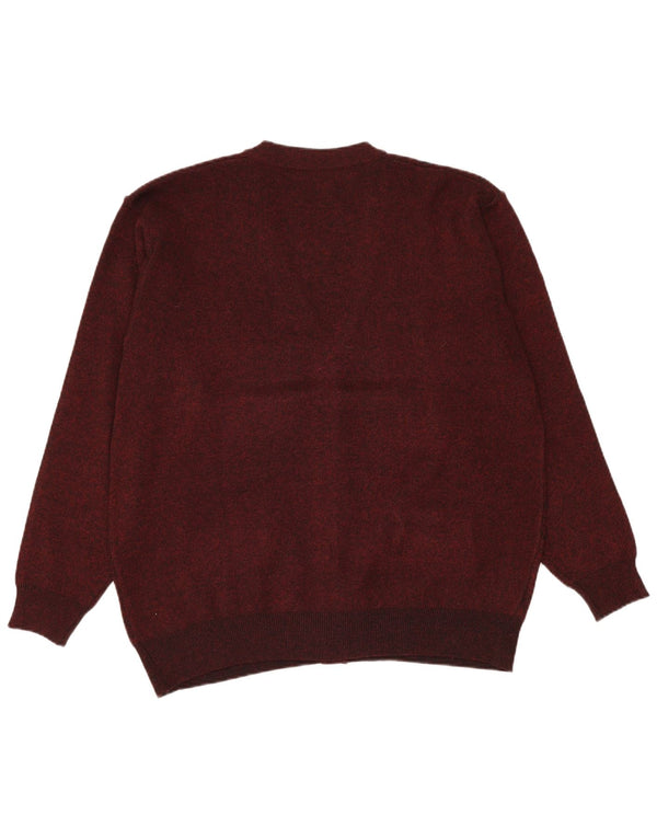 Vintage ανδρικό πουλόβερ ζακέτα 2XL μπορντό Argyle/Diamond Wool