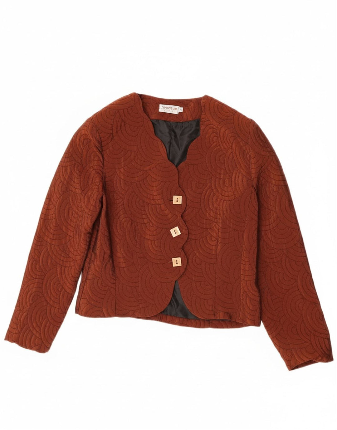 Vintage γυναικείο σακάκι blazer UK 14 μεσαίου καφέ γεωμετρικό οξικό