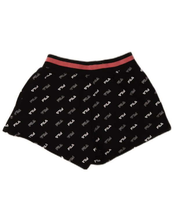 Fila Γυναικείο γραφικό αθλητικό σορτς UK 6 XS μαύρο πολυεστέρα