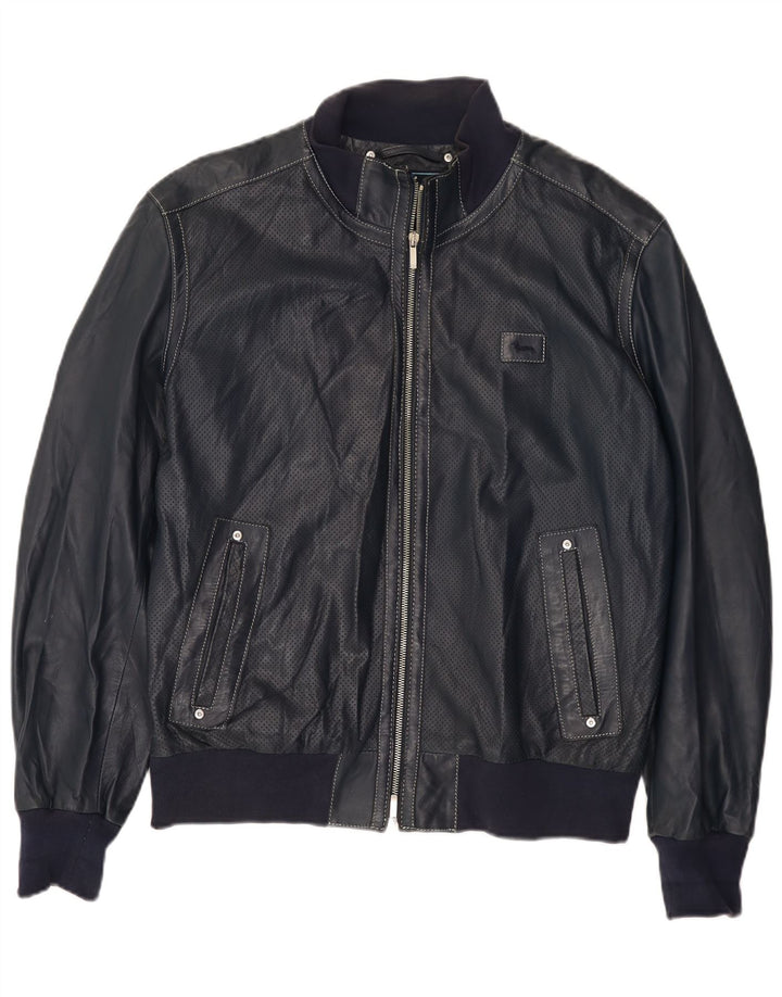 Harmont & Blaine Ανδρικό Δερμάτινο Μπουφάν UK 40 Large Navy Blue Leather