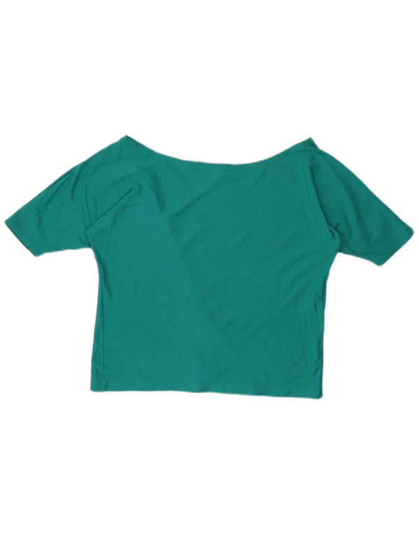 BENETTON Γυναικείο T-Shirt Top UK 14 Μεσαίο Τυρκουάζ Βαμβάκι