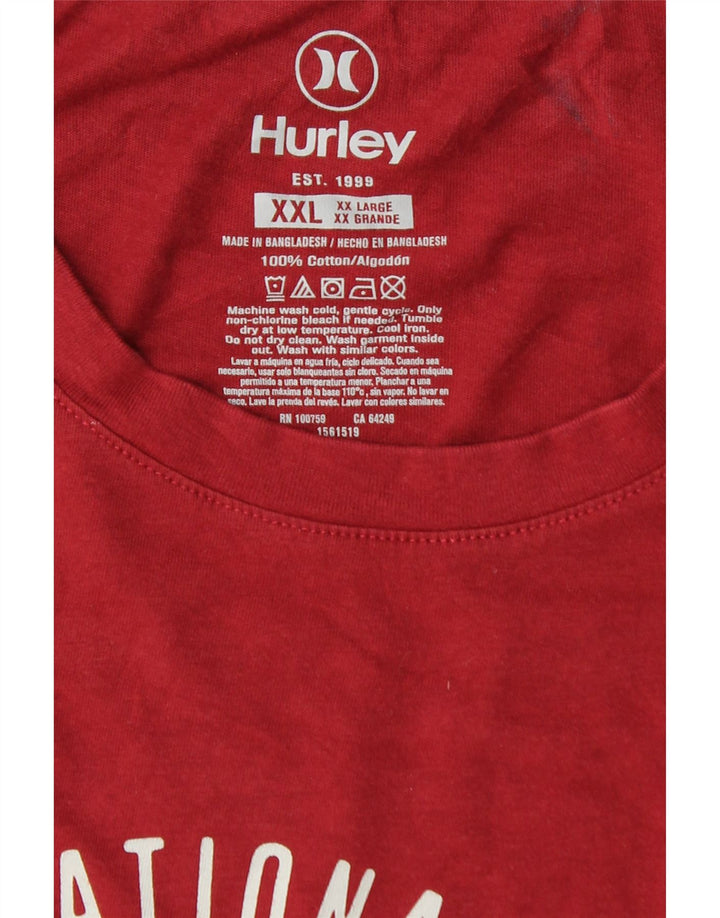 Ανδρικό γραφικό μπλουζάκι HURLEY Τοπ 2XL κόκκινο βαμβακερό