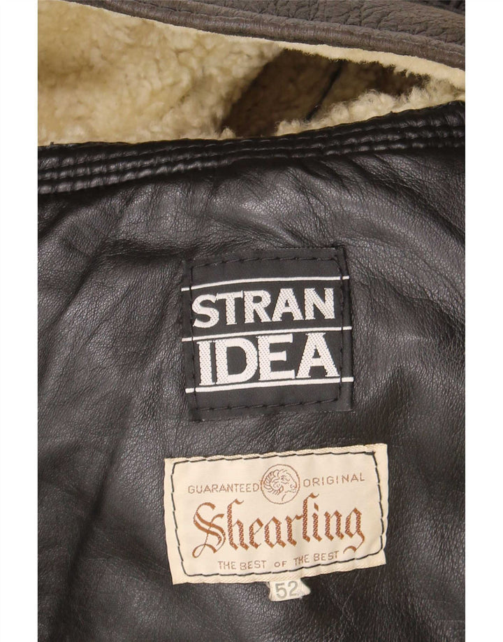 Vintage Ανδρικό Shearling Jacket IT 52 XL Καφέ Δερμάτινο