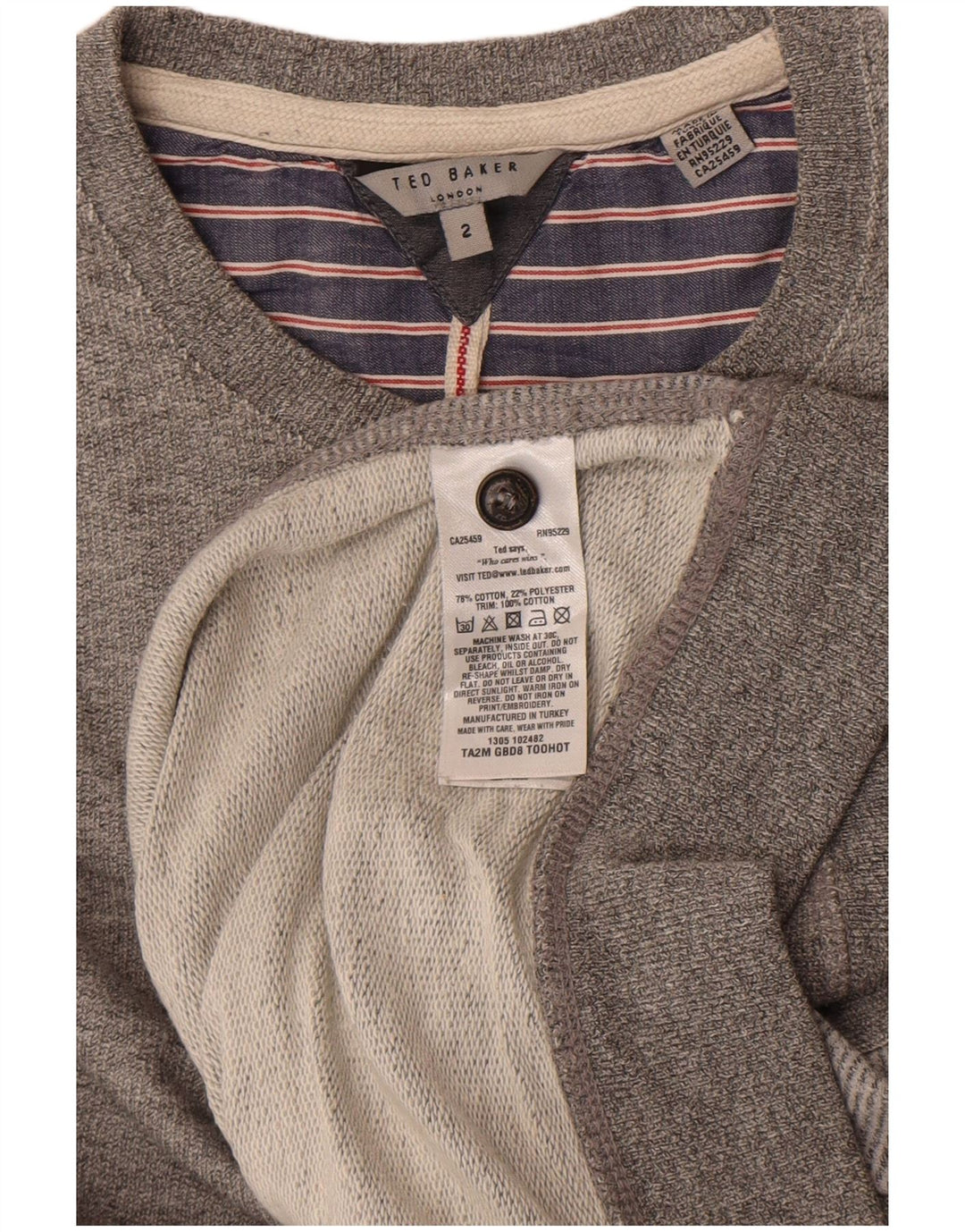 Ανδρικό φούτερ Ted Baker, Jumper, Μέγεθος 2, Μικρό βαμβάκι σε γκρι φλύκταινες