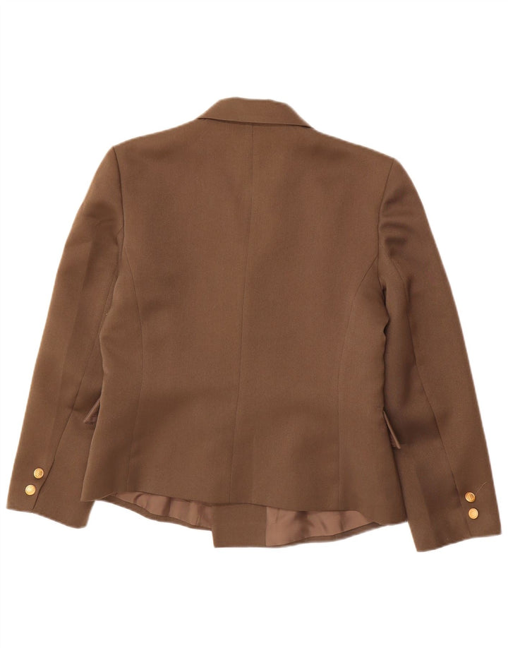 VINTAGE Womens Double Breasted Blazer Jacket UK 12 Medium  Brown Polyester