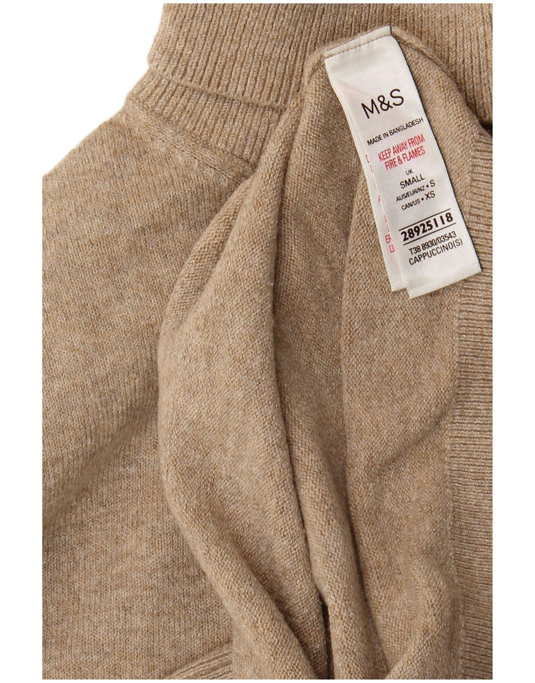 Marks & Spencer Γυναικείο πουλόβερ με ρολό λαιμόκοψη UK 10 Small Beige Polyester