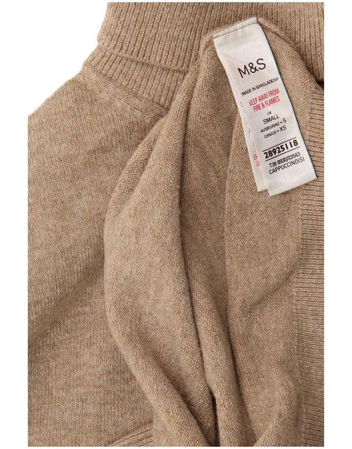 Marks & Spencer Γυναικείο πουλόβερ με ρολό λαιμόκοψη UK 10 Small Beige Polyester