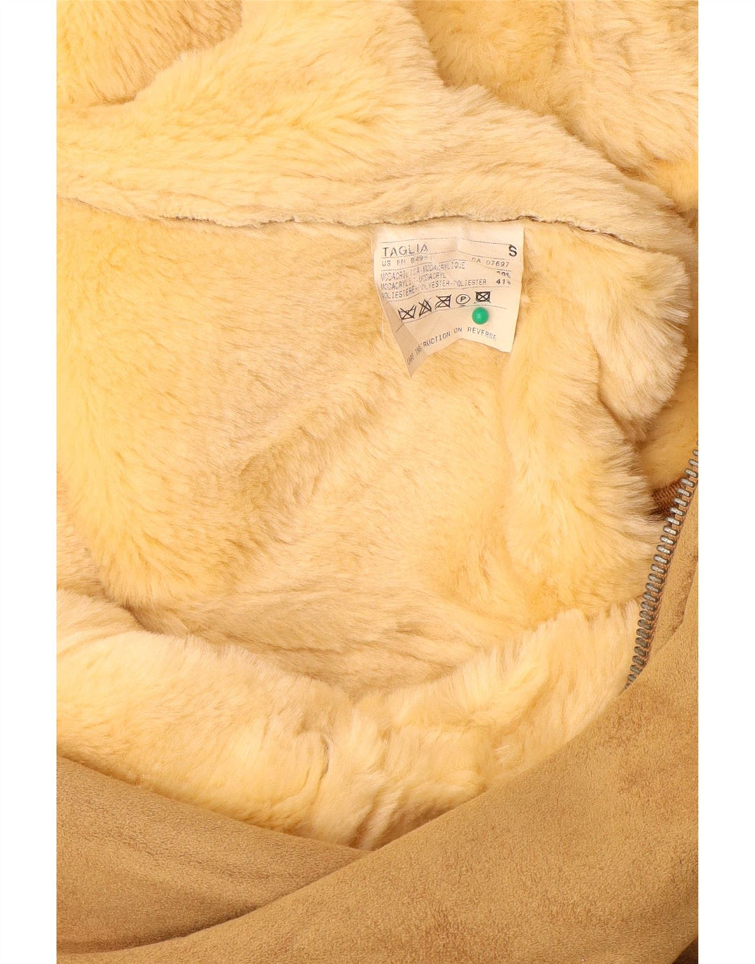 BENETTON Γυναικείο παλτό Sherpa UK 10 Small Beige Modacryl