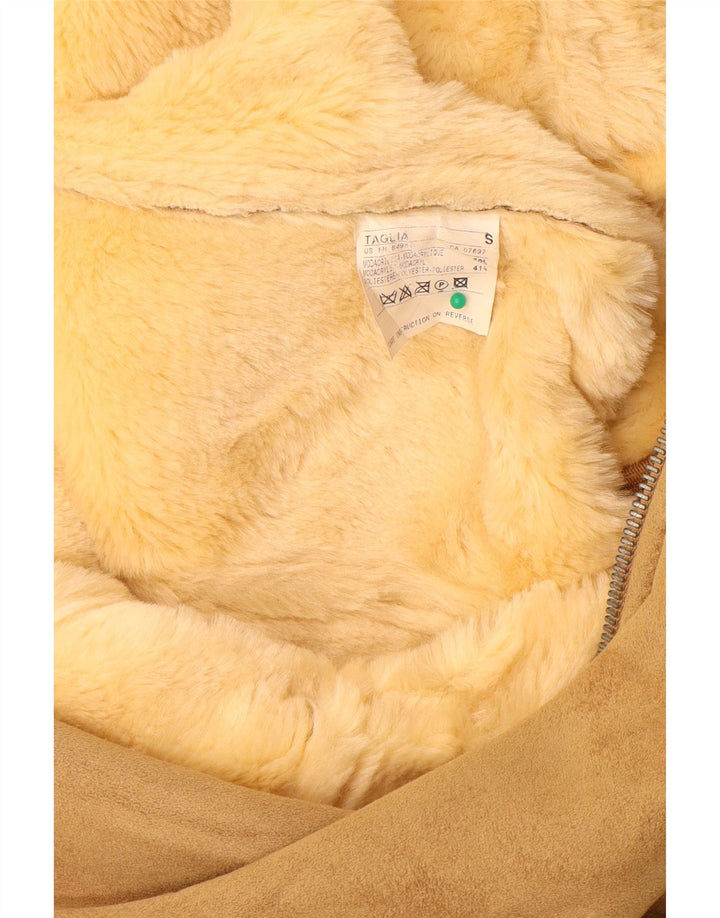 BENETTON Γυναικείο παλτό Sherpa UK 10 Small Beige Modacryl